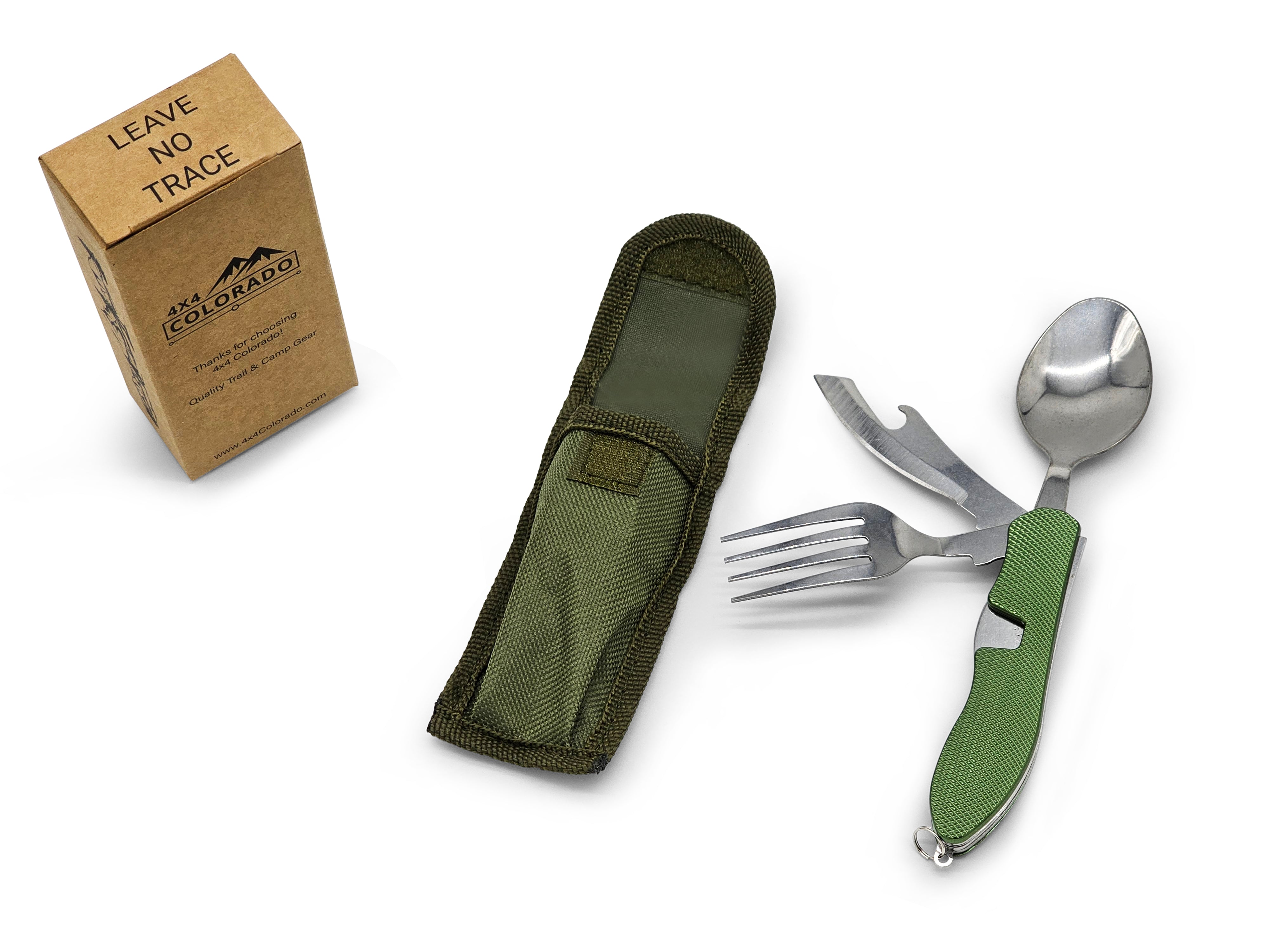 8 PC 4-in-1 Travel Utensils Set Fork Spoon Knife Bottle Opener Camping BPA Free