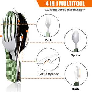 4-1 Camping Utensil - Fork, Spoon, Knife, Bottle Opener